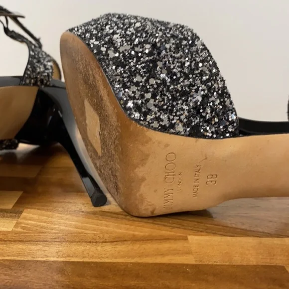 Jimmy Choo size 38 glittery heels platform sandals